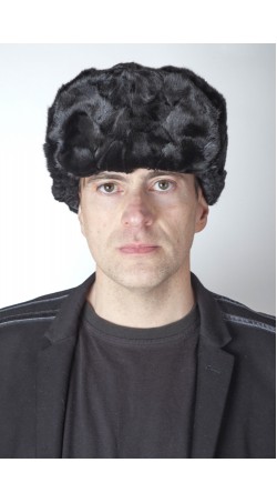 Black mink fur hat -  Russian style - Created with mink fur remnants